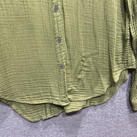 We The Free People Button Tunic Army Green Cotton Gauze Oversized Women Size SP - Picture 6 of 14